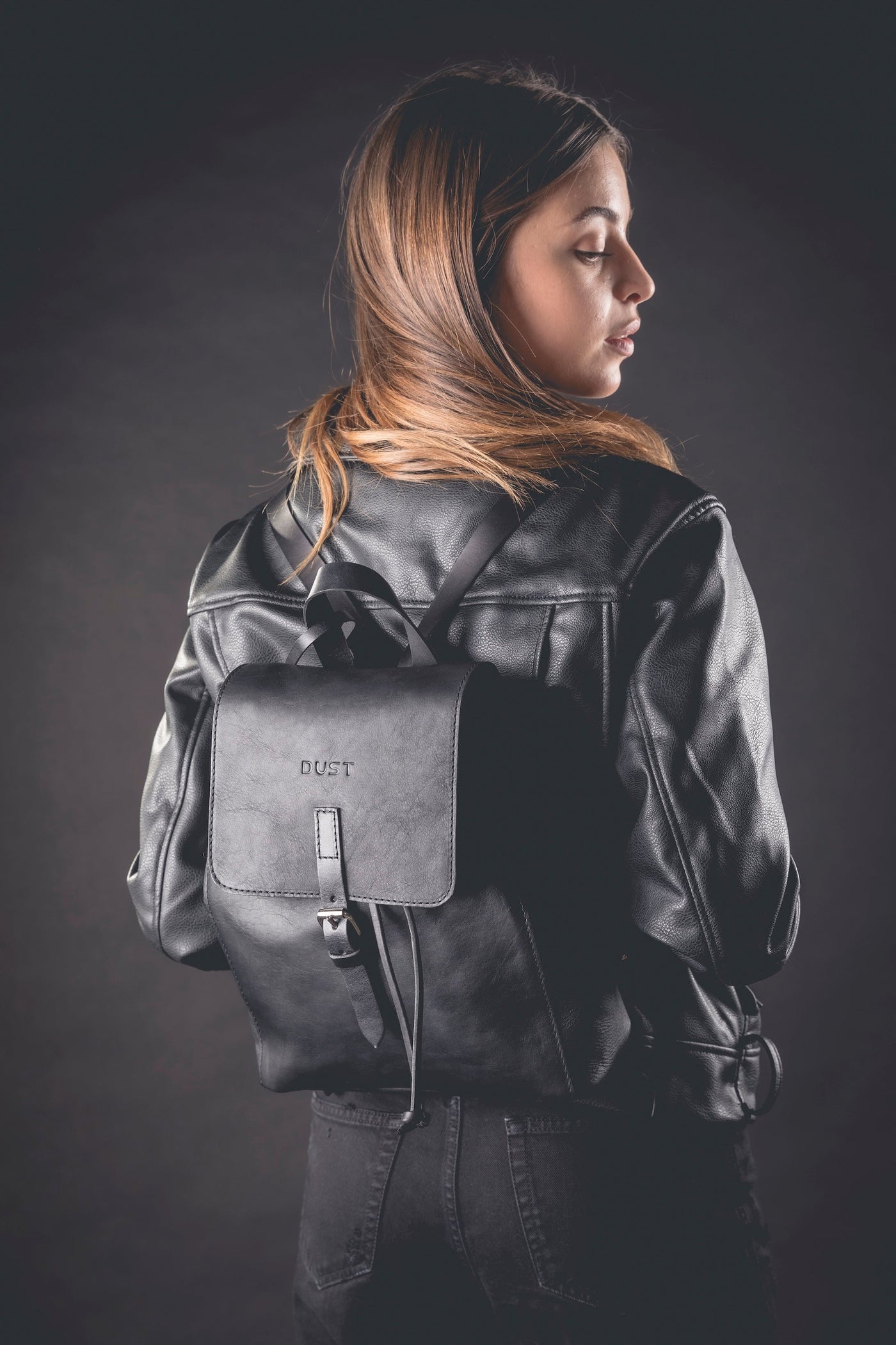 Leather Backpack in Arizona Black Mod 261