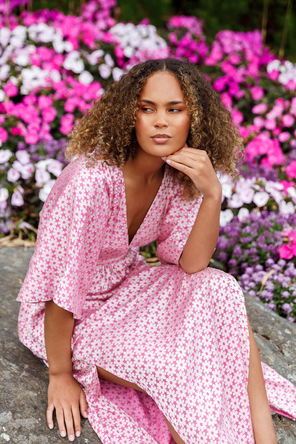 Dress Hortensia pink burnout