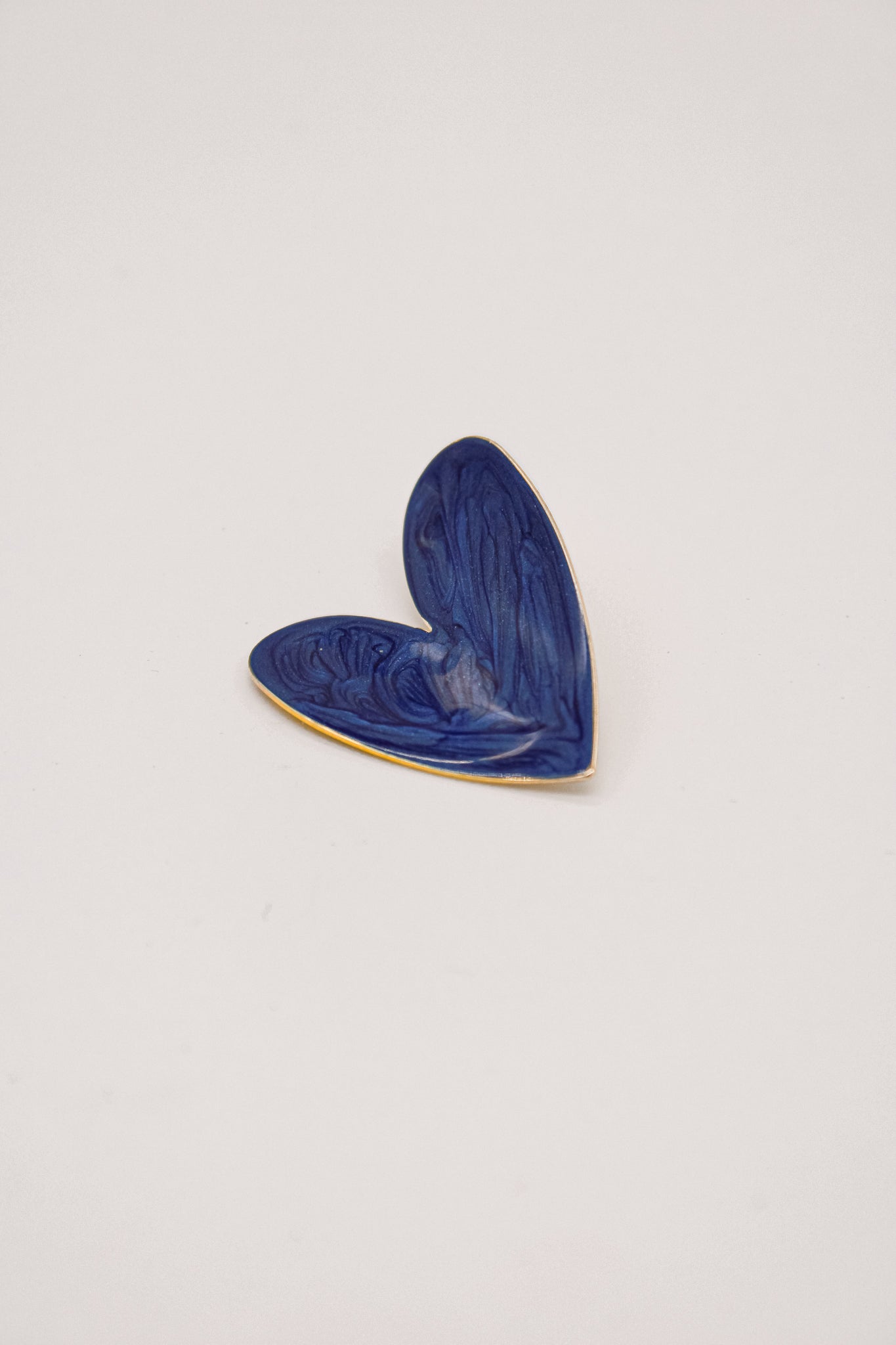 Enamel Large Heart Earrings Royal  Blue