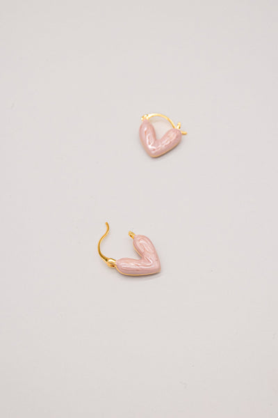 Enamel Heart Earrings Pink