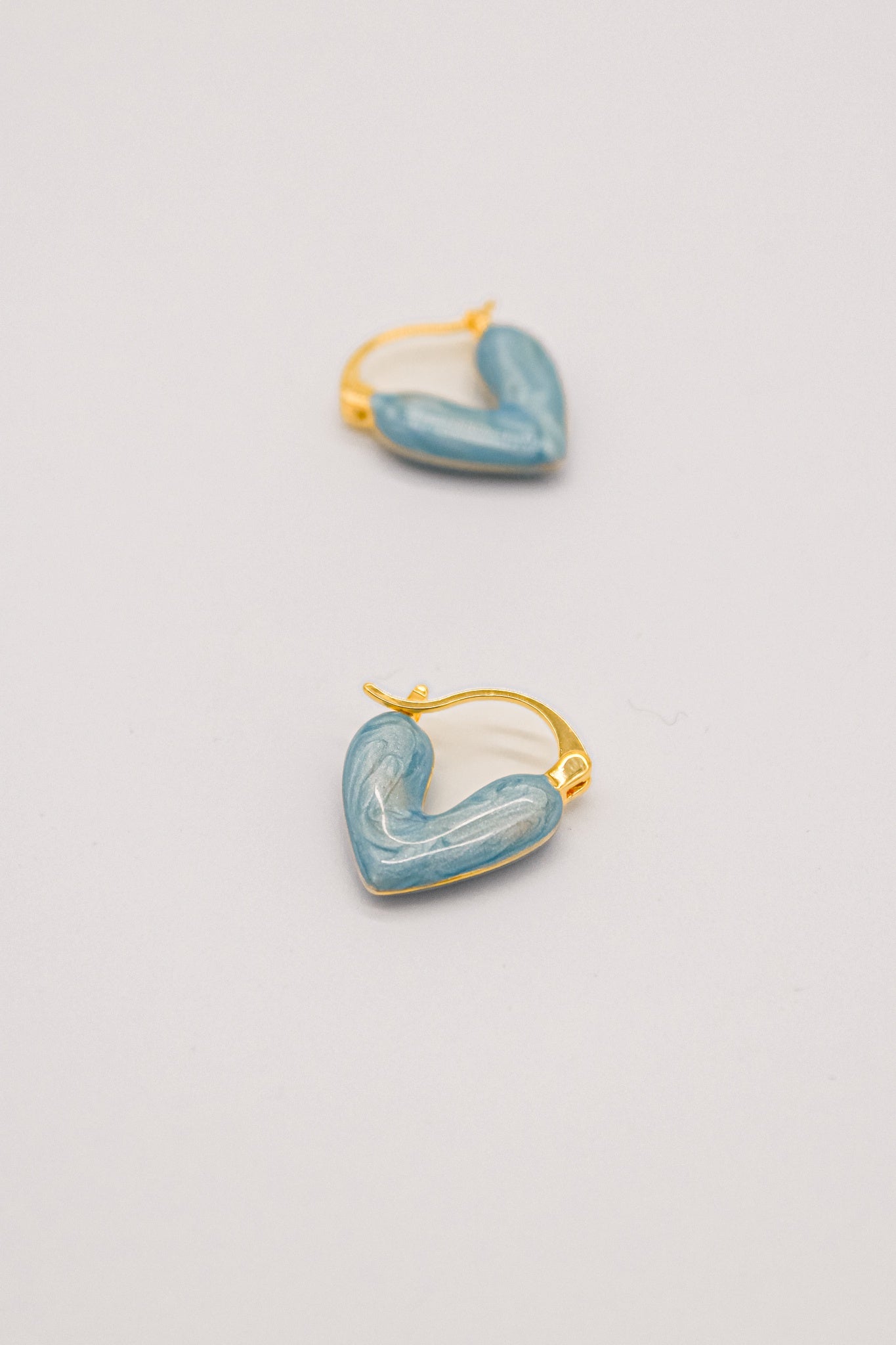 Enamel Heart Earrings Blue