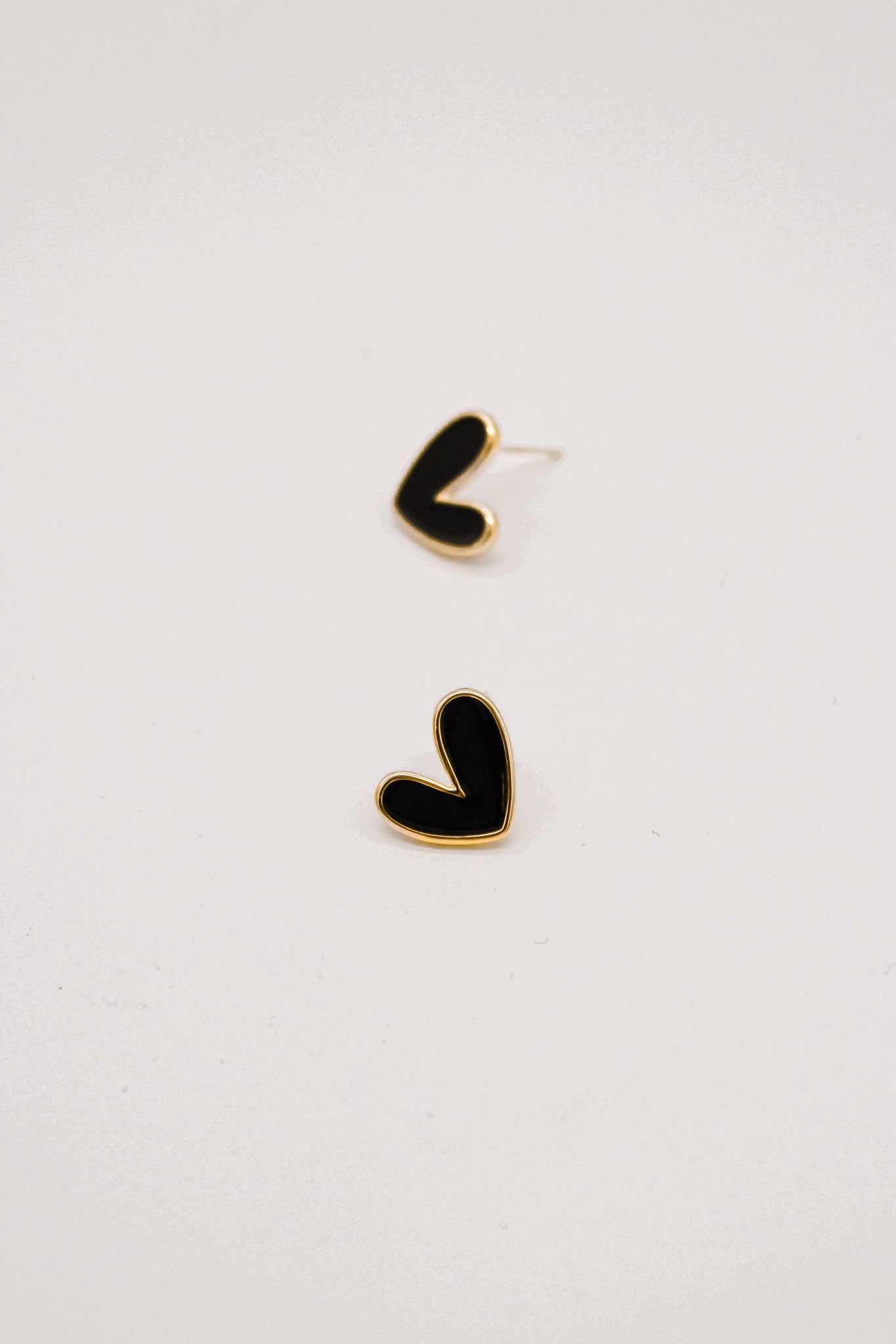 Handcrafted Mini Heart Stud Earrings - Black