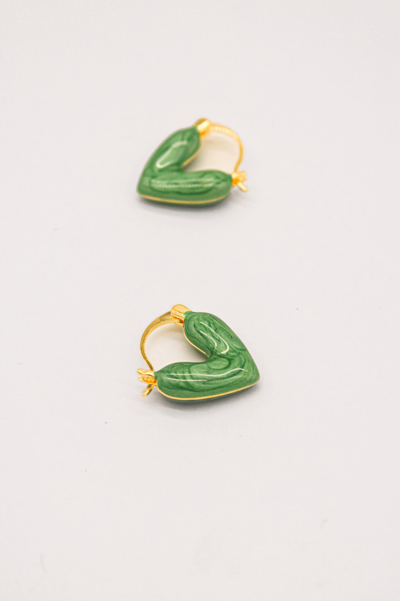 Enamel Heart Earrings Green