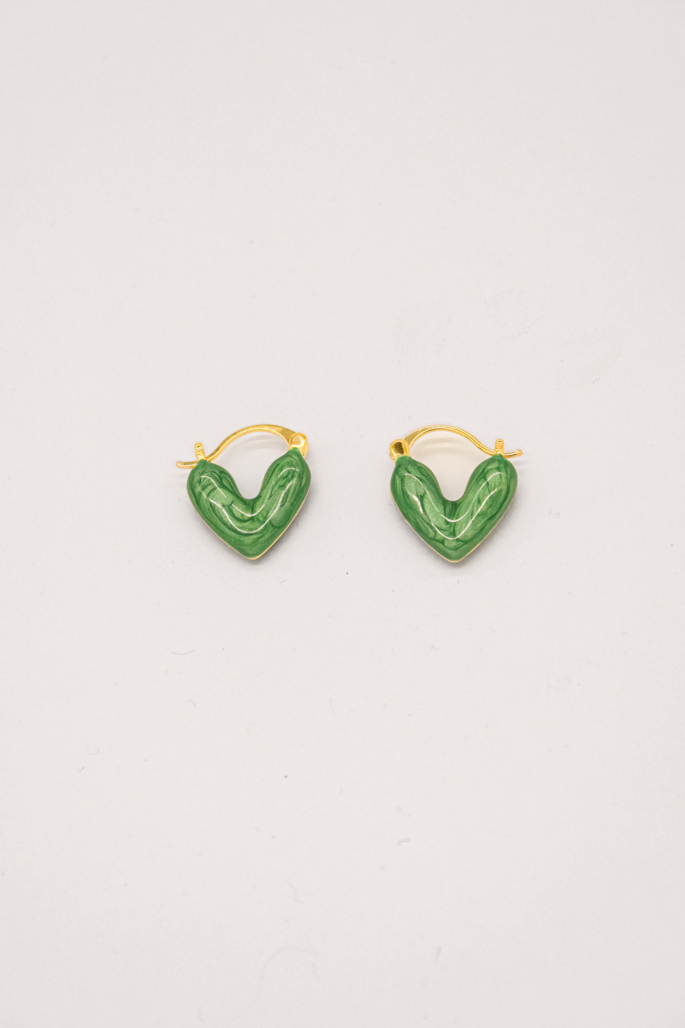 Enamel Heart Earrings Green