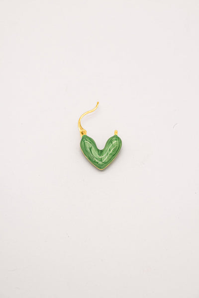 Enamel Heart Earrings Green