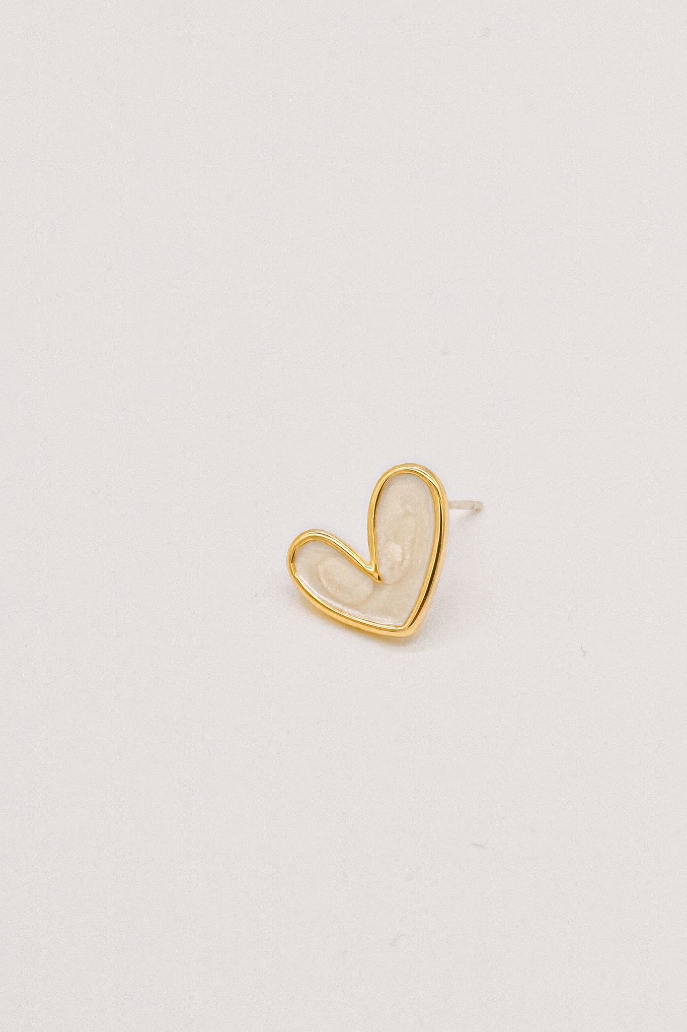 Handcrafted Mini Heart Stud Earrings - White