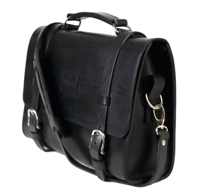 Leather Briefcase in Cuoio Black Mod 119