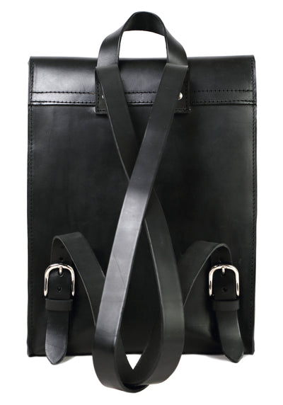 Leather Backpack in Cuoio Black Mod 120