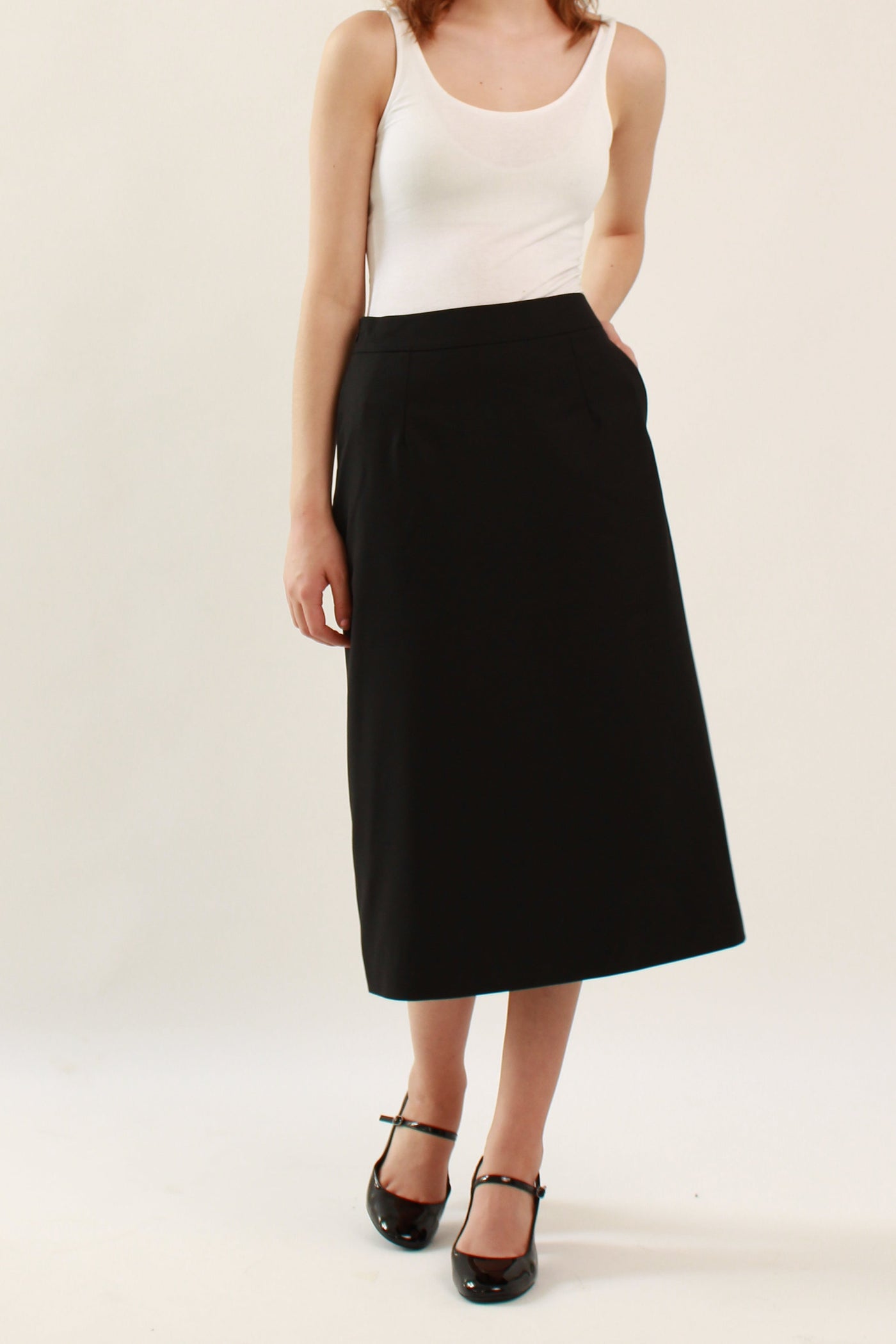 Ahkeke Black A Line Cotton Skirt