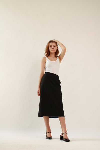 Ahkeke Black A Line Cotton Skirt