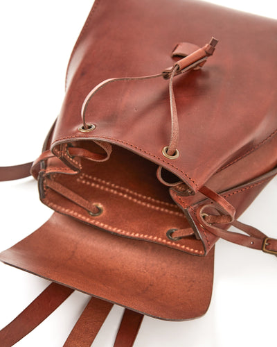 Leather Backpack in Cuoio Dark Brown Mod 130