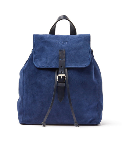 Leather Backpack in Suede Blue Venice Collection