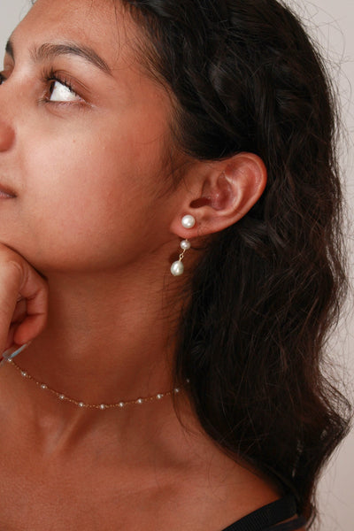 2 Ways Pearl Drop Earrings