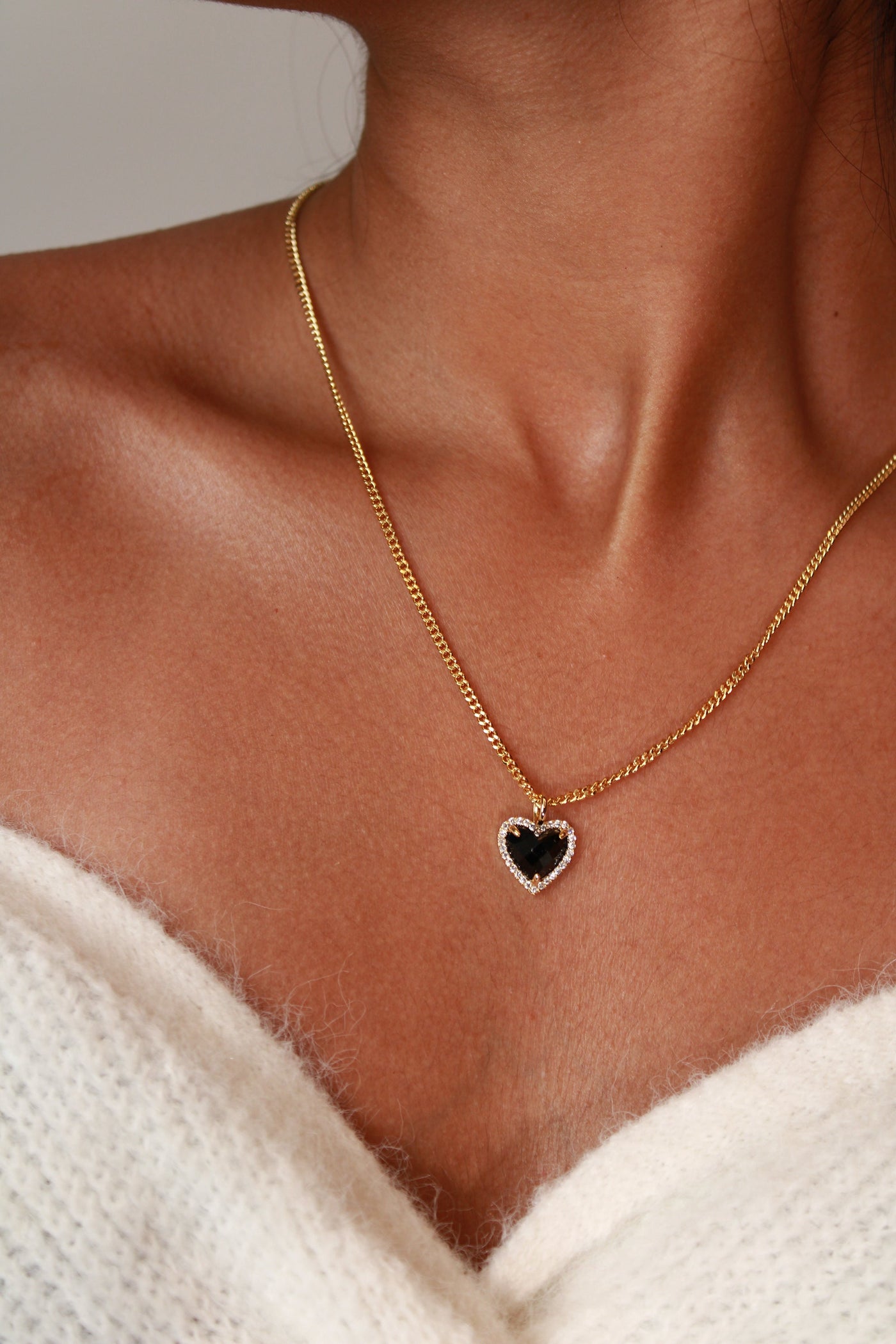 Black Crystal heart Necklace