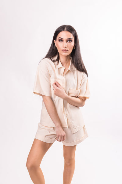 WOMENS LINEN SHIRT NATURAL