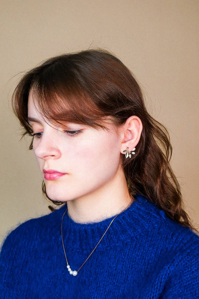 Leaf Pearl Stud Earrings