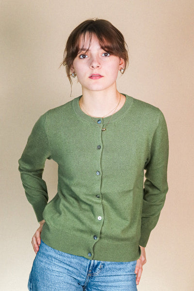 Cashmere  Thin Cardigan - Avocado