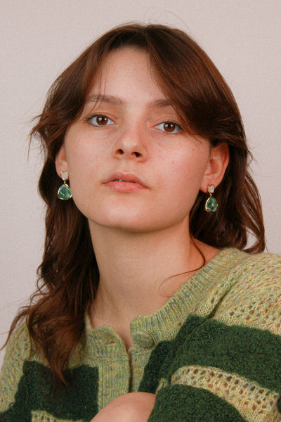 Ada Diamond Shape Green Resin Earrings