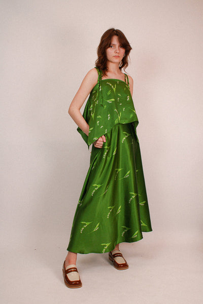 Lily of the valley Silk Skirt - Green