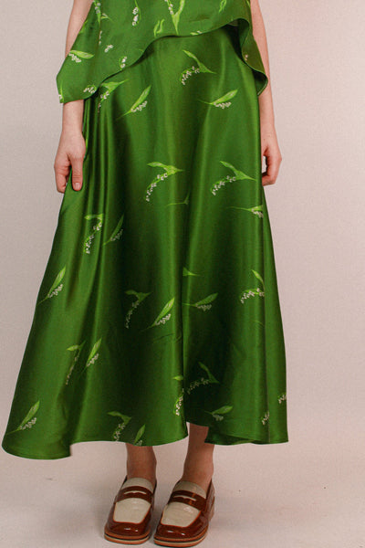 Lily of the valley Silk Skirt - Green