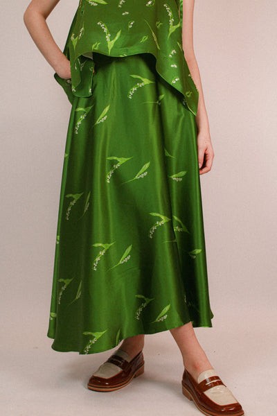 Lily of the valley Silk Skirt - Green