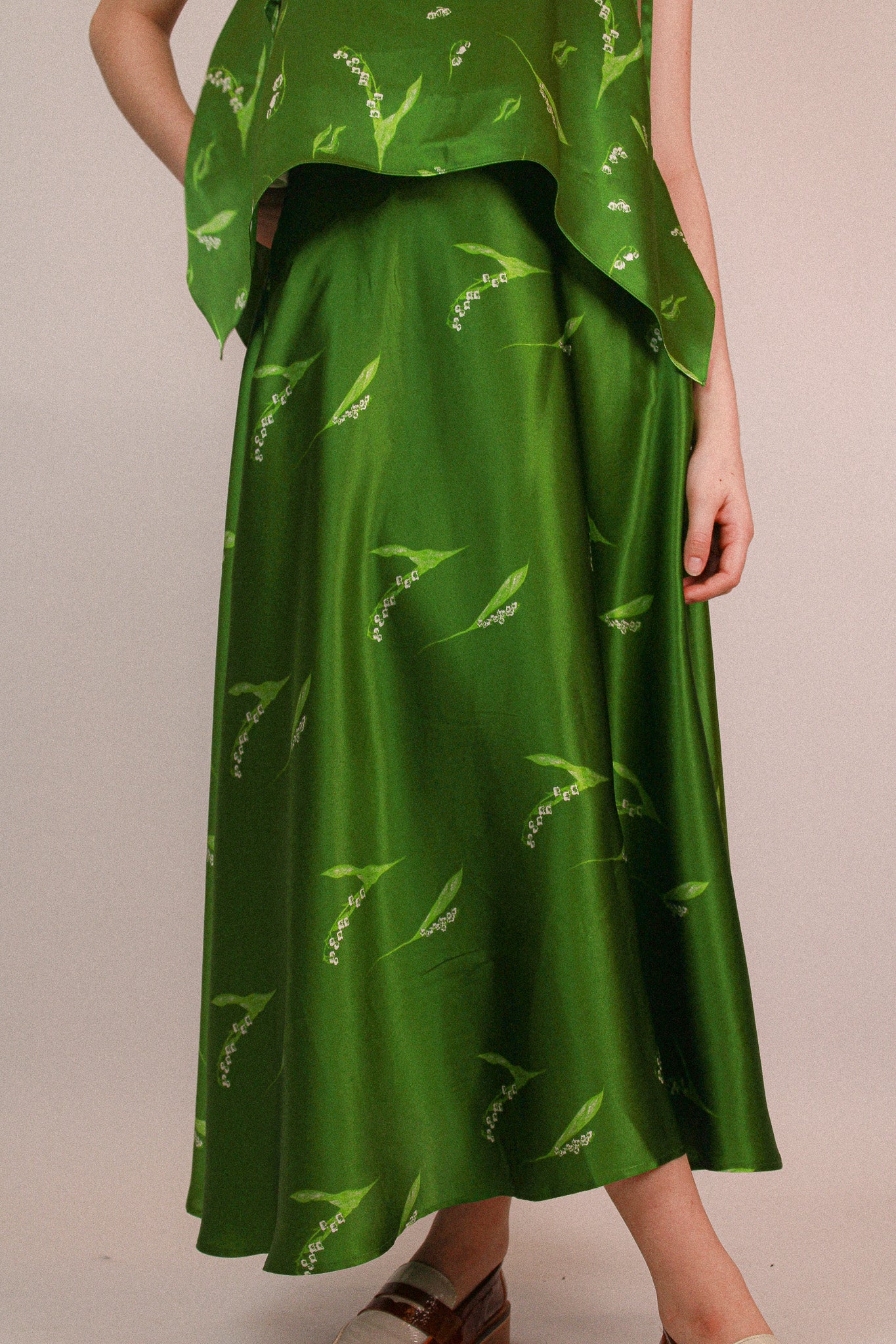 Lily of the valley Silk Skirt - Green