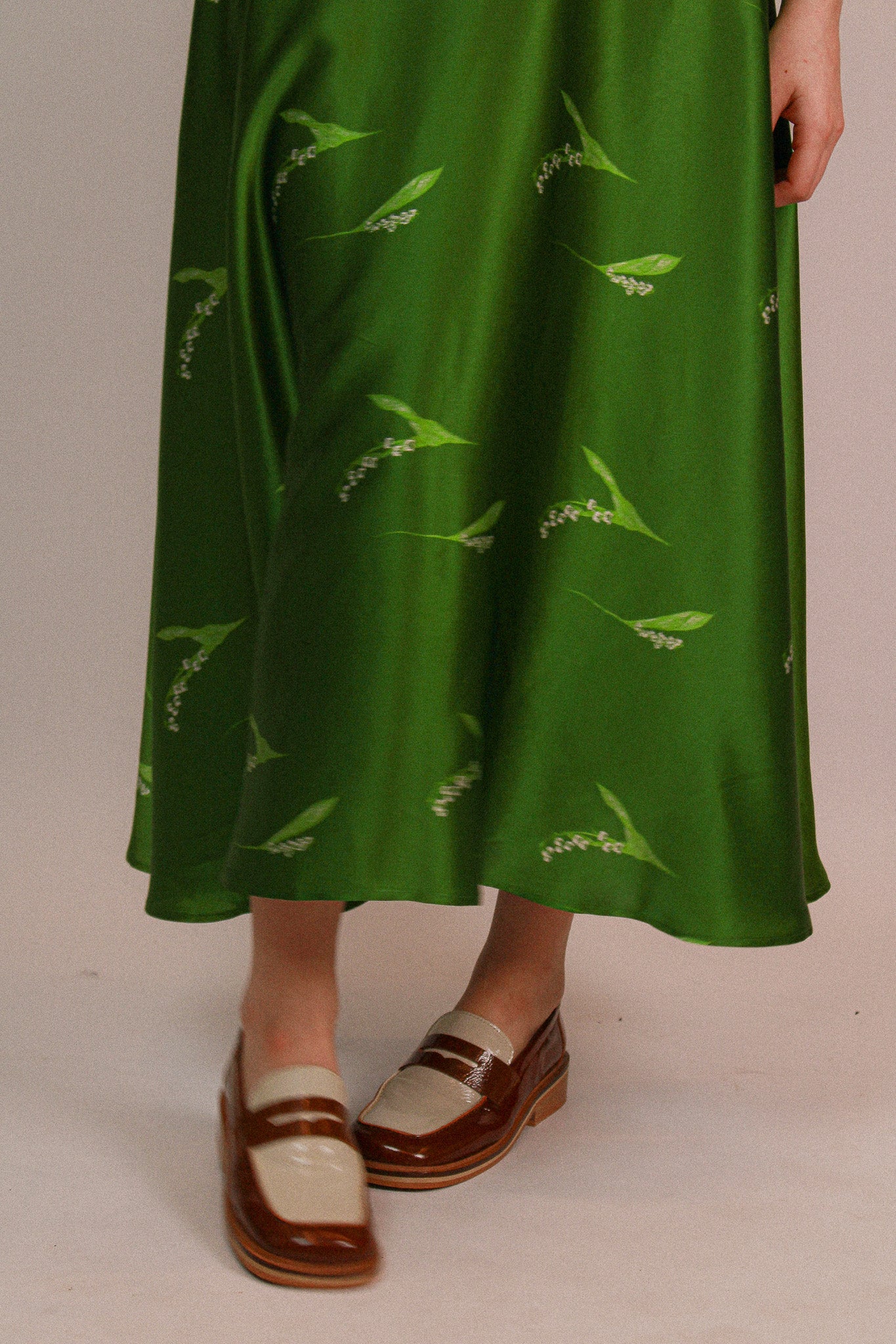 Lily of the valley Silk Skirt - Green