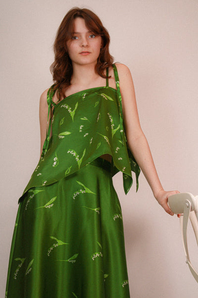 Lily of the valley Silk Tank Top Green