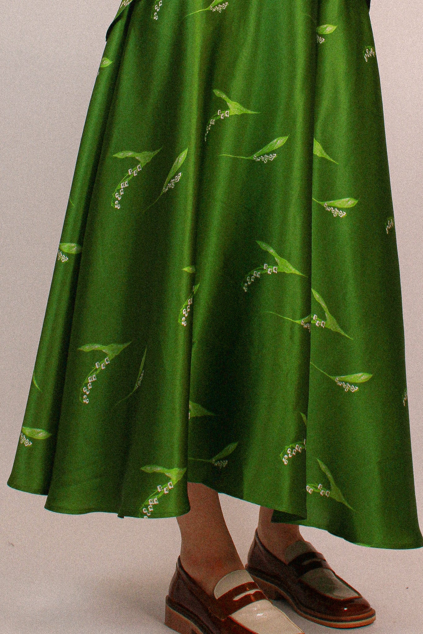 Lily of the valley Silk Skirt - Green