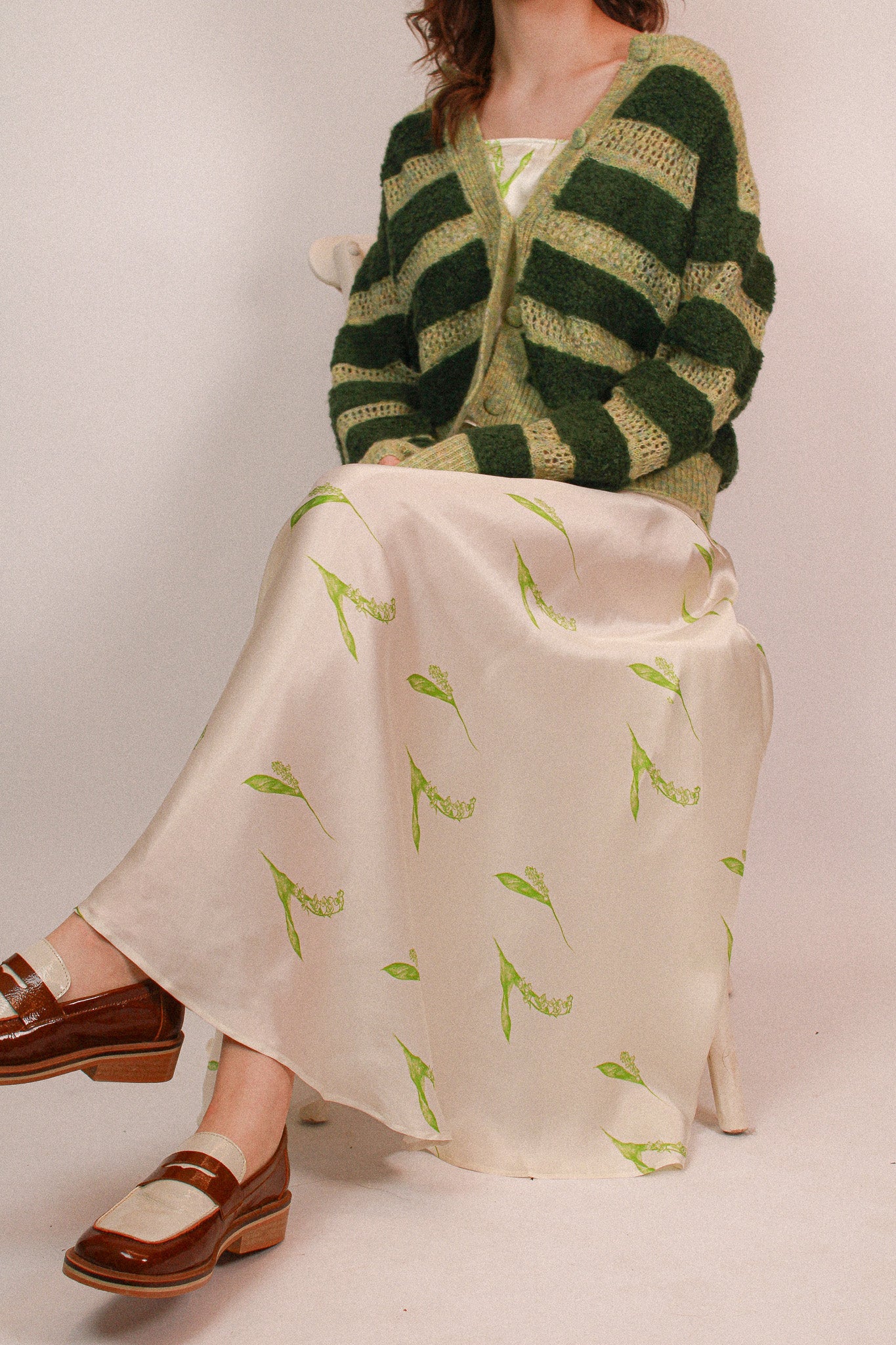 Lily of the valley Silk Skirt - White