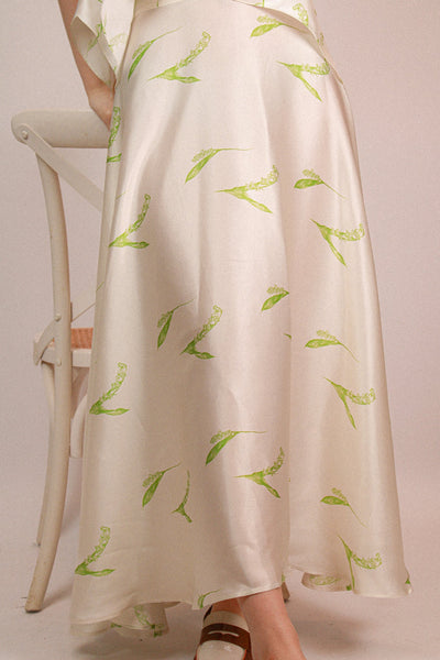 Lily of the valley Silk Skirt - White