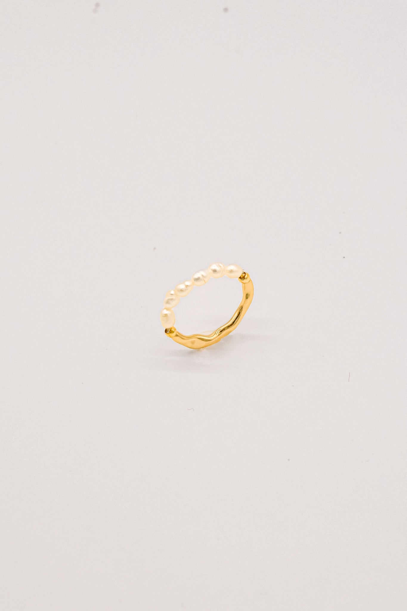 Half Pearl Half Gold Ring