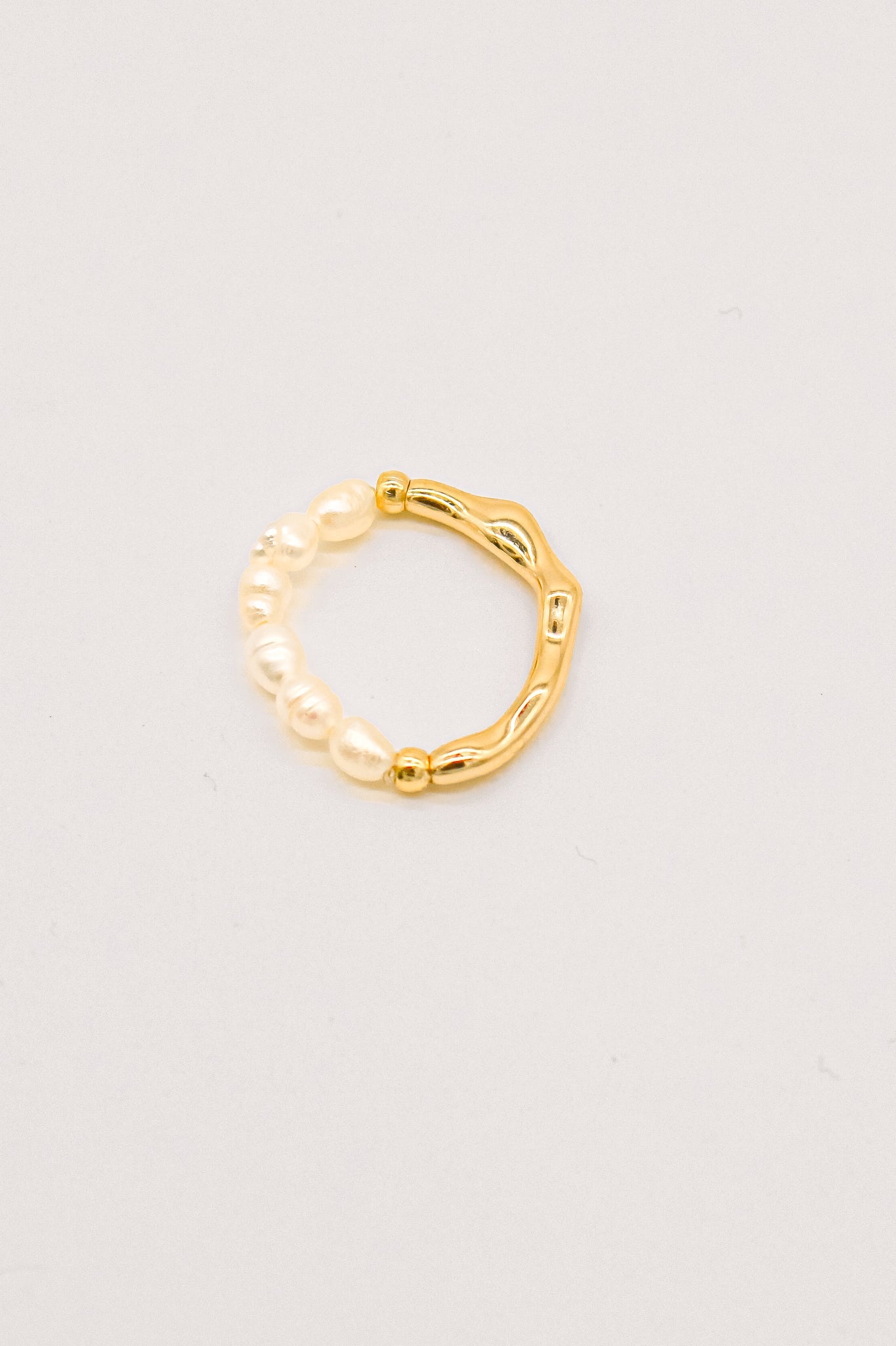 Half Pearl Half Gold Ring