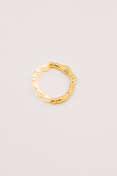 Half Pearl Half Gold Ring