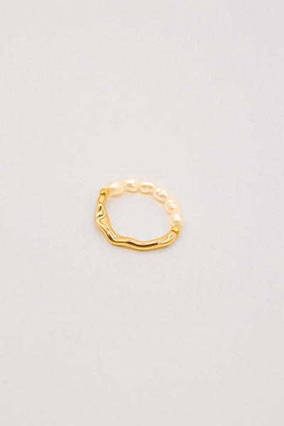 Half Pearl Half Gold Ring