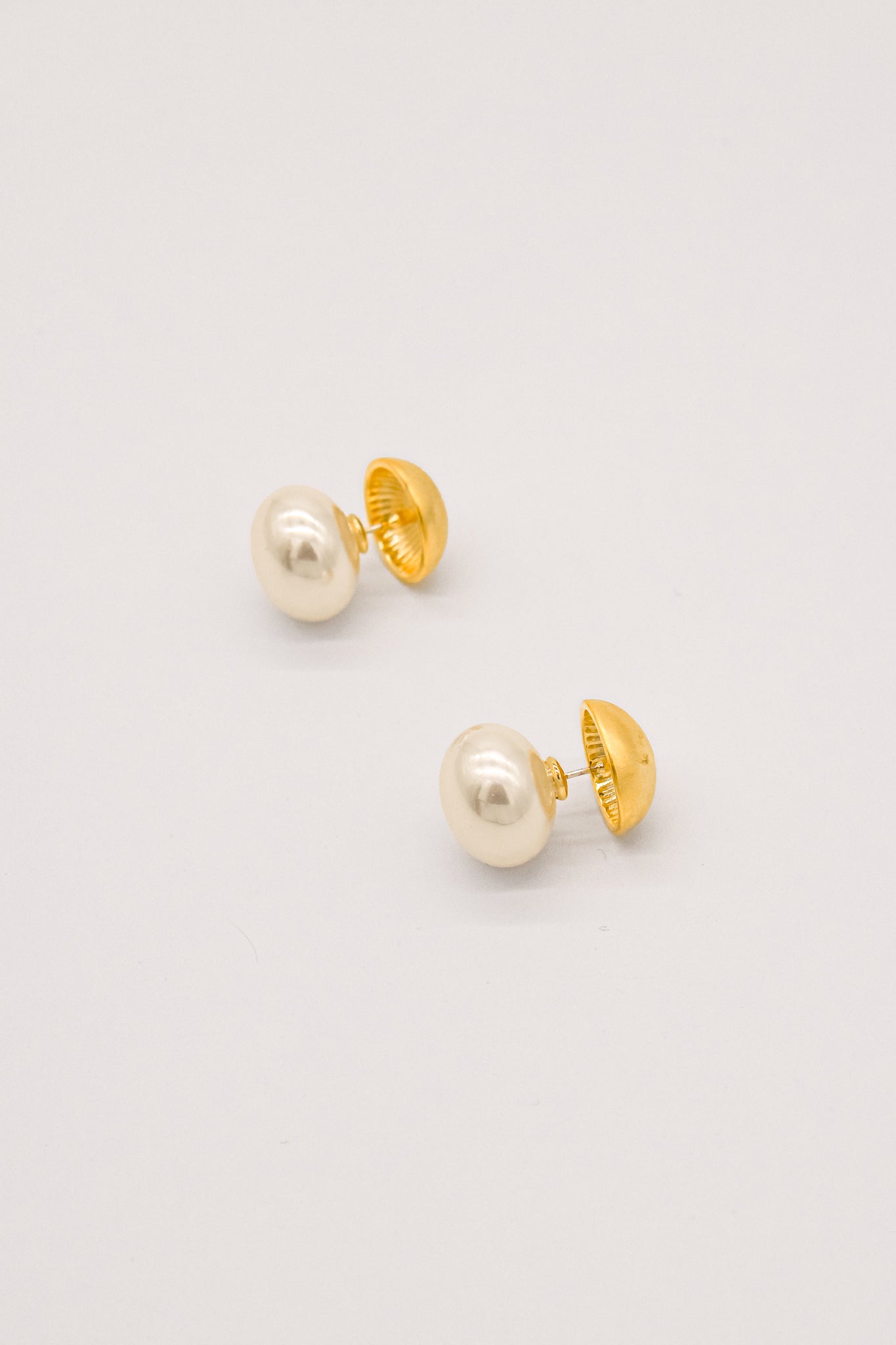 Gold Large Pearl Reverse Earrings