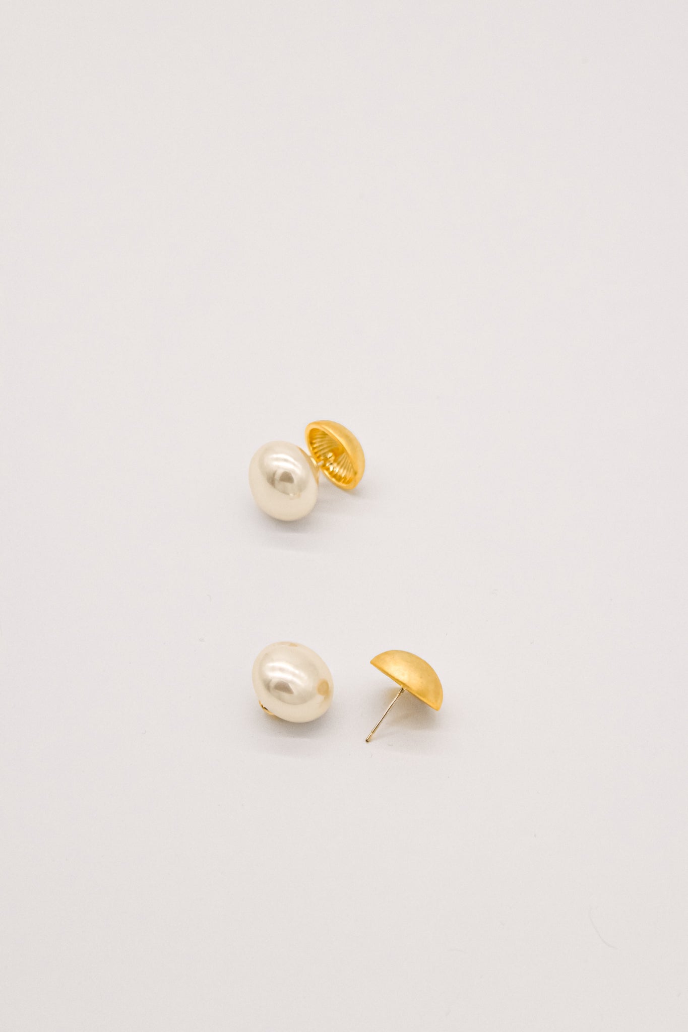 Gold Large Pearl Reverse Earrings