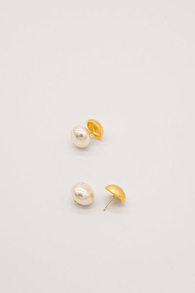 Gold Large Pearl Reverse Earrings