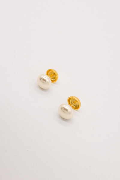 Gold Large Pearl Reverse Earrings