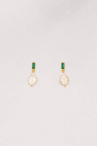 Amelia Baroque Pearl and Crystal Gold  Earrings