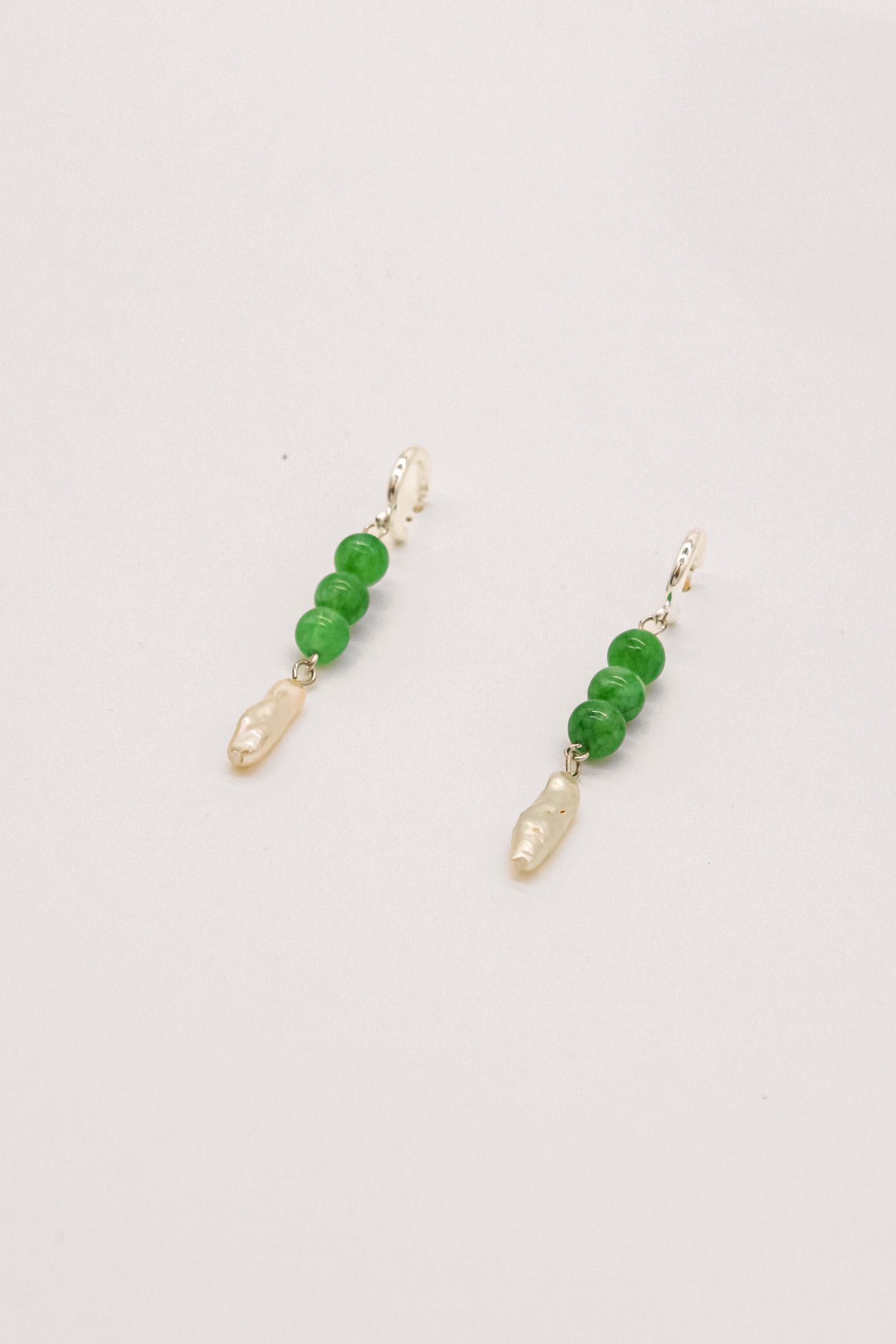 Alex  Pearl with Green stone  Earrings