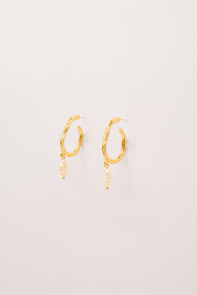 Baroque Pearl Gold Hoop Gold Earrings