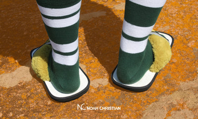 PREMIUM FAUX FUR & REFLECTIVE HAND PAINTED ZORI SANDALS - Noah Christian 