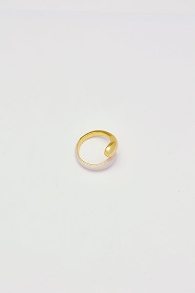 Overlap Round Pink Enamel Gold Ring