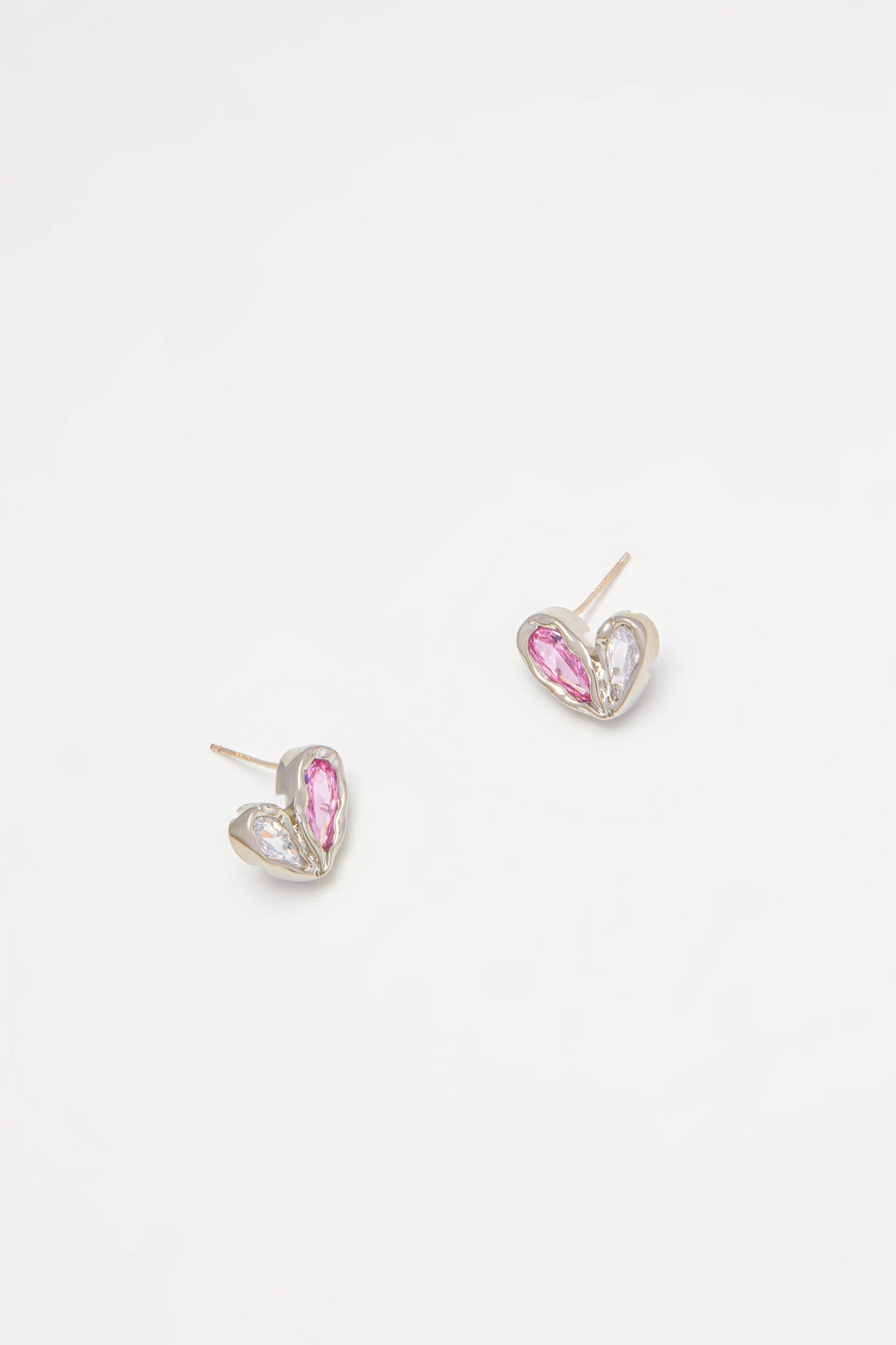 Heart Silver Crystal Stud Earrings