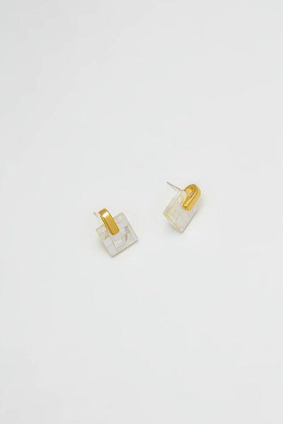 Mother of Pearl Square Stud Earrings