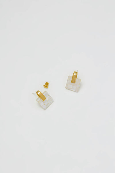 Mother of Pearl Square Stud Earrings