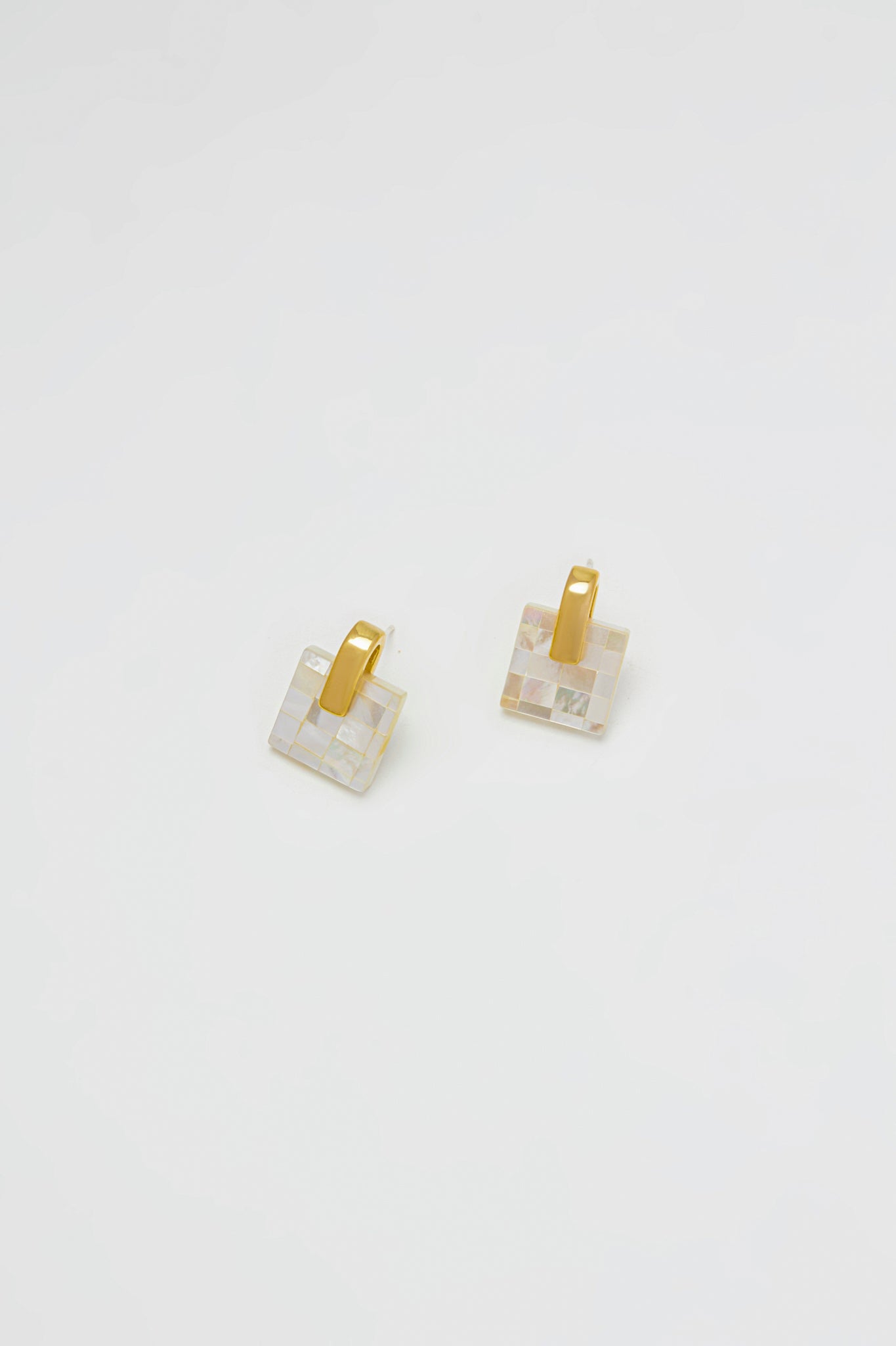 Mother of Pearl Square Stud Earrings