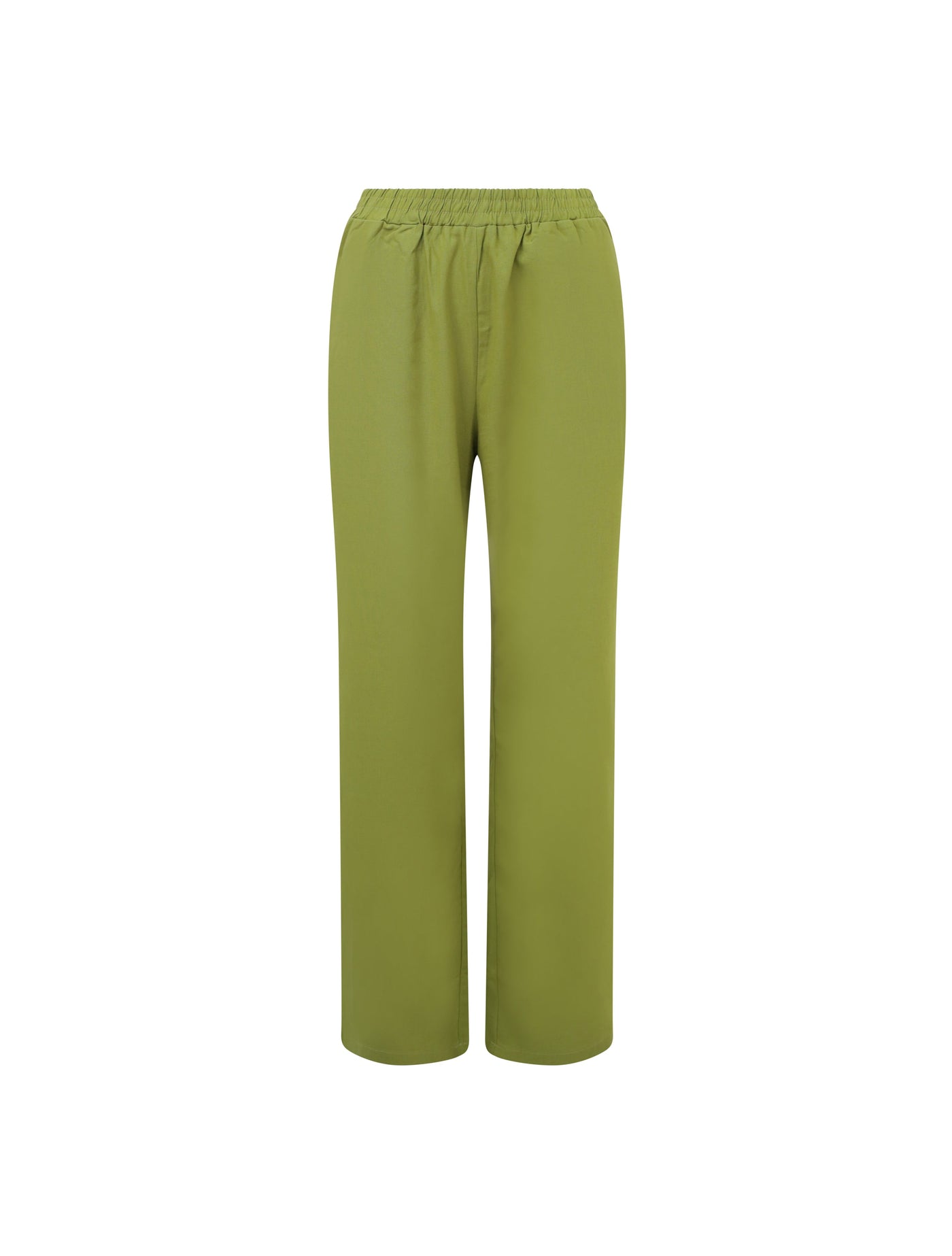 WOMENS HIGH WAIST LINEN TROUSERS LIME