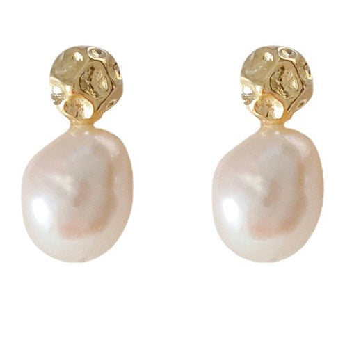 Gold Baroque Pearl Earrings